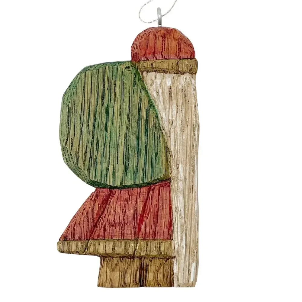 Vintage Handmade Wooden Santa Claus Ornament Primitive Folk Art Old World 4